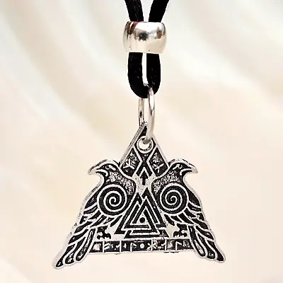 Norse Raven Necklace Pendant Odin Horns Huginn Muninn Valknut Viking Jewelry • £6.95