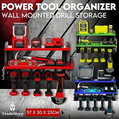 Power Tool Organiser Wall Mounted Drill Storage Organizer 5 Drills 3 Layers • $76.96