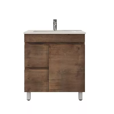 750mm Slim Freestanding Bathroom Vanity Dark Oak Cabinet Basin Unit L/H Drawers • $579