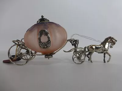 Rare Vintage Sterling Silver & Murano Glass Pumpkin Cinderella Horse & Carriage • £195