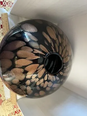 Murano Style Black And Copper Aventurine Oval Shaped Vase MCM Presence • $25