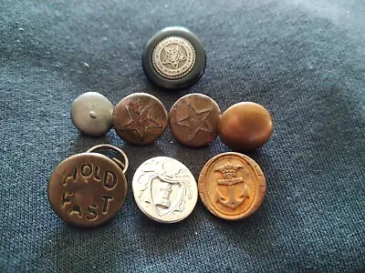 X8 Unknown Army Navy Military Civilian Buttons • £1