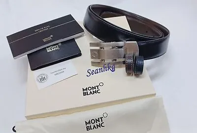 MontBlanc 105084 Contemporary Line Leather Belt Reversible Black/Brown Authentic • $266.23
