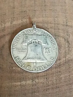 Franklin Half Dollar 90% SILVER Coin Jewelry-PENDANT CHARM Vintage! Liberty Bell • $26