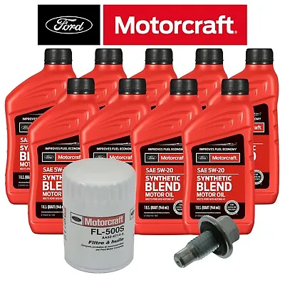 Motorcraft 5W-20 Oil Change Kit W/ New Drain Plug For 2011+ Ford F-150 5.0L • $83.55