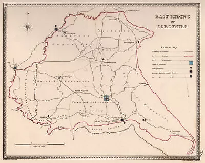 EAST RIDING OF YORKSHIRE Antique County Map By CREIGHTON/WALKER. Electoral 1835 • £7