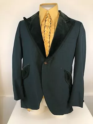 AFTER SIX Vintage 1960-70s Velvet Trim 44R - DUMB & DUMBER Wedding Tuxedo Jacket • $55.11