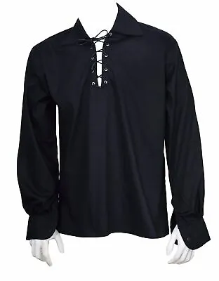 Black Men's Scottish Jacobite Ghillie Kilt Shirt Highland Kilt Shirt - S TO 6XL • $29.99