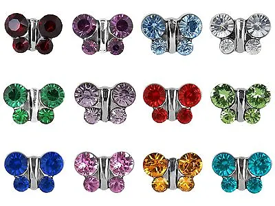 Studex Sensitive 8mm Butterfly Birthstone Crystal Stainless Steel Stud Earrings • $9.95