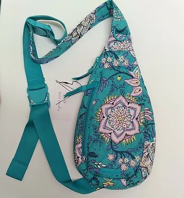 Vera Bradley Peacock Garden Sling Backpack Quilted Center Flower Placement W/Tag • $43.99