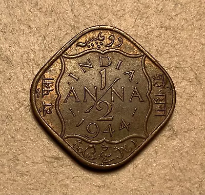 1944 British India 1/2 Anna - High Grade • $11.90