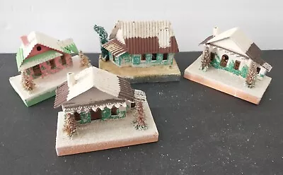 4 Vintage Putz Mica Village Large Platform House Japan MCM Corrugated Roofing L3 • $109.99