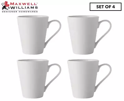 Set Of 4 Maxwell Williams 300Ml White Basics Conical Mug • $23.18