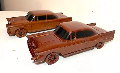 Vintage Handmade Carved Mahogany Folk Art Chevrolet Scale Models Cars Sculptures • $329.99