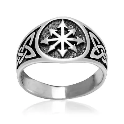 $35.95 • Buy 925 Sterling Silver Symbol Wheel Of Chaos Chaospere Pointed Arrows Occult Ring