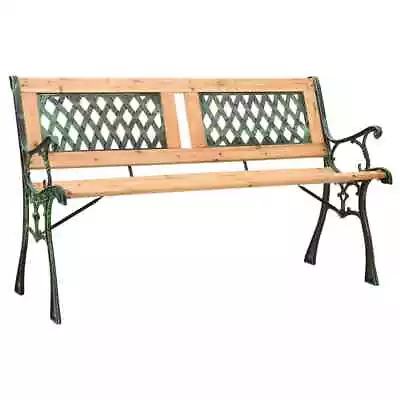 Vintage  Outdoor Garden Bench Cast Iron Legs Solid Firwood Double Cross Backrest • $122.85