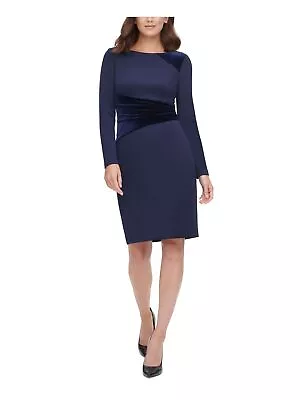 HARPER ROSE Womens Navy Velvet Long Sleeve Above The Knee Evening Sheath Dress 6 • $19.99