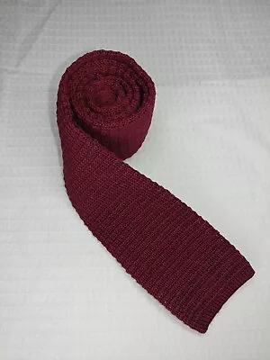 Beekman Place Men's Square Tip Knit Tie 100% Cotton Red Necktie Made In Italy • $19.99