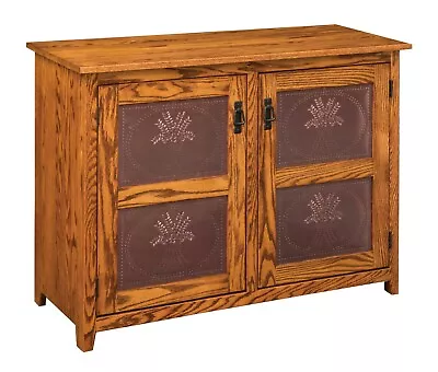 Amish Farmhouse Kitchen Pie Safe Storage Cabinet Copper Inserts Solid Wood 42 W • $1099