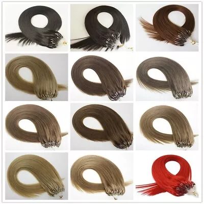 Double Silicone Micro Ring Beads Loop Link Remy Human Hair Extensions Thick 1g/s • $42.18