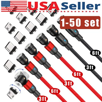 180°+360° Rotate Magnetic Charger Cable Phone Fast Charging Type C Micro USB Lot • $40.99