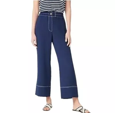 J. Crew Womens Pants Size 2 Navy Blue Wide Leg Crop Sailor AV443 • $39.99