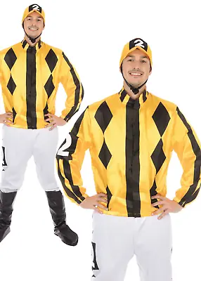 Jockey Costume Adults Mens Horse Riding Fancy Dress Outfit Races Outfit • £23.99