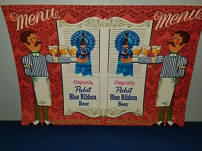 (VTG) 1960s PABST BEER MENU LONG ARM WAITER BACK BAR STATUE GUY FIGURE SIGN PBR  • $11.99