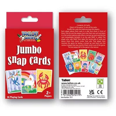 Tallon Jumbo Snap Cards Pack Of 36 Playing Cards Kids Children Card Game • £3.15