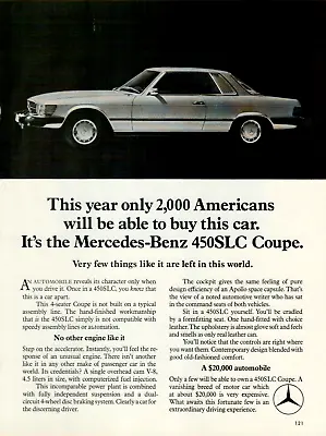 1974 Mercedes-Benz 450SLC Coupe Only 2000 For America Photo VINTAGE PRINT AD • $11.99