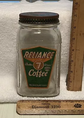 Vintage Reliance Coffee Jar With Label And Lid. Lot# I • $24