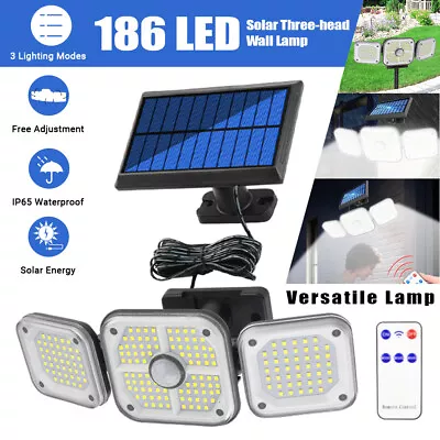 3 Head LED Solar Security Light PIR Motion Sensor Outdoor Garden Wall Flood Lamp • $11.99