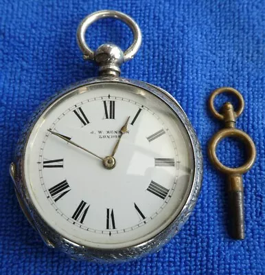 Antique Silver Ornate Fob Pocket Watch J.W. Benson London 1883 Working VGC • £4.20