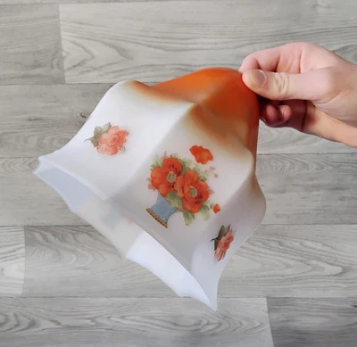 £4.99 • Buy Vintage 1930's Milk Glass Floral Light Shade Cottage Core White Orange Floral 6 