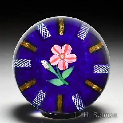 Paul Ysart Pink Flower Bud And Radial Twists Glass Paperweight • £324.29