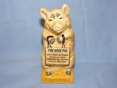 Wise Pig Money Box Money Bank Cast Iron Collectable Heavy • $53.83