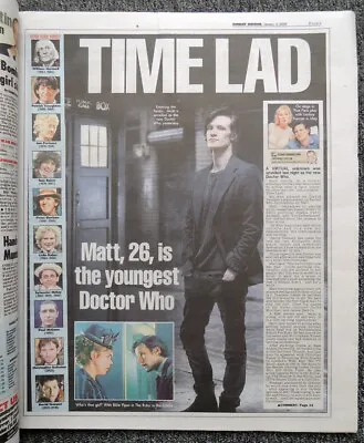 £14.99 • Buy Sunday Mirror Newspaper 4 Jan 2009 . New Doctor Who - Matt Smith