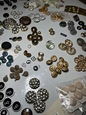 Lot Of Mixed  Vintage Buttons All Materials Shades Colors Sizes Impressive • $10