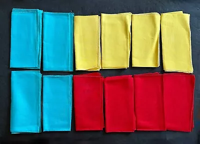 VINTAGE Linen Napkins Vintage Cloth Napkin Set Of 12 Colorful Table Linens • $25