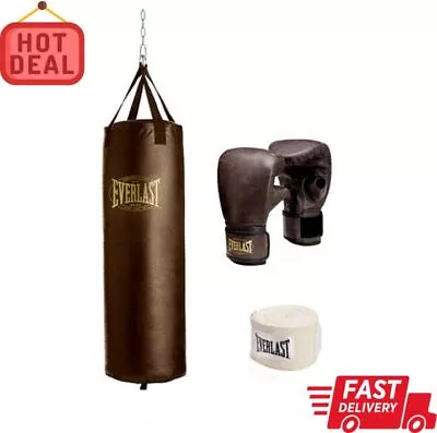 100 Lb Heavy Filled Punching Bag Kit Gloves Home Boxing Training Exercise NEW • $136.67