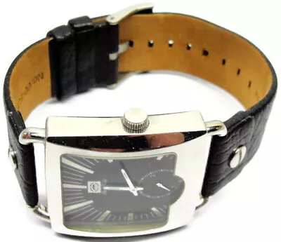 Marc Ecko Rhino E85013G1 Men's Dress Black Leather Watch Analog Quartz New Batt • $60