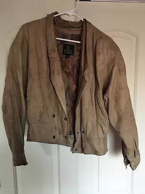 Vintage Byrnes & Baker Men’s Leather Jacket Sz M With Designed Lining Beige  • $40