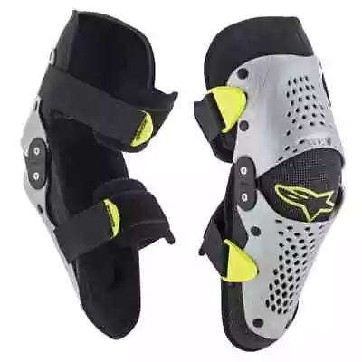 Alpinestars SX-1 Youth Motocross Dirtbike ATV Knee Guards Silver/Yellow SM/MD • $39.99