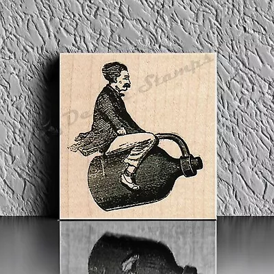 Mounted Rubber Stamp Man On Jug Steampunk Man Vintage Man On Jug Man Jug • $9.95