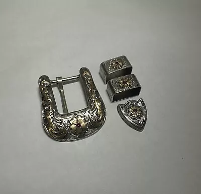 Vintage   VOGT  NEW {4-Piece} Ranger Style BUCKLE In Solid Sterling And 14K Gold • $599.99