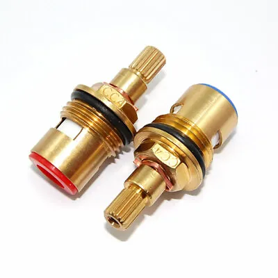 Replacement Brass Ceramic Disc Tap Valves Cc4 Quarter Turn Gland Insert Pair • £13.96