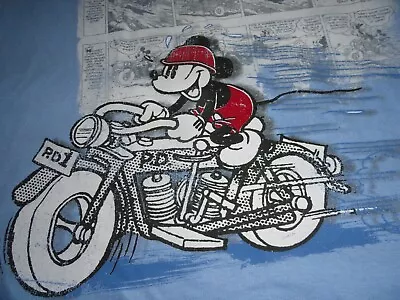 XL Men's Mickey Mouse On Motorcycle Blue Disney Tee Shirt NWT • $20.90