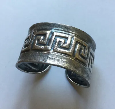 Vintage Designer Versace Pattern Greek Key  Sterling Silver Large Bracelet Cuff • $850