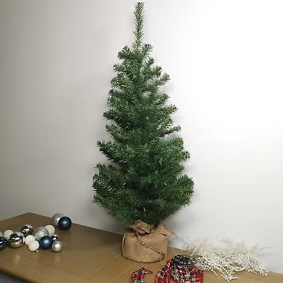 £12.75 • Buy 3ft (90cm) Mini Plain Green PVC Christmas Tree In A Jute Bag