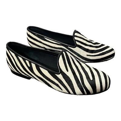 $37.99 • Buy Zalo Zebra Loafers Flats Shoes Women's 7 Black/White Slip On Animal Print